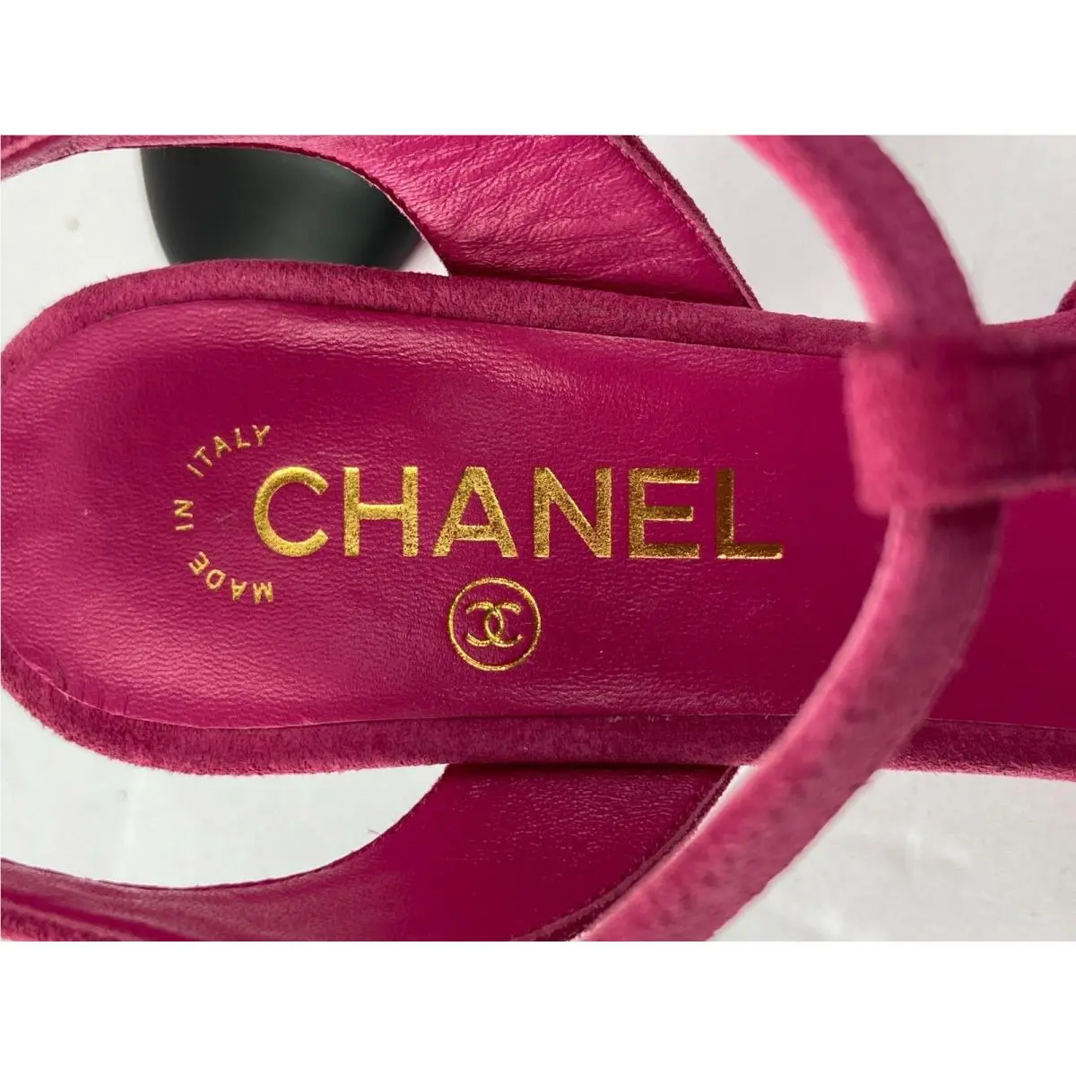 Chanel shoes - CHANEL Cap Toe Crystal CC Buckle Slingback - G39402 Y56129 K4960 - Fuchsia 8