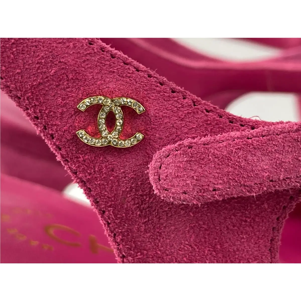 Chanel shoes - CHANEL Cap Toe Crystal CC Buckle Slingback - G39402 Y56129 K4960 - Fuchsia 7
