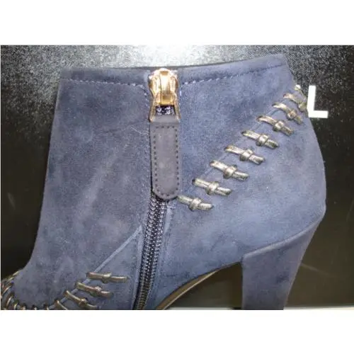 Chanel shoes - Chanel short boots - short boots - Blue, s: Black Cap Toe & Woven & Navy Blue Suede (UPC: 3572631986383) 5