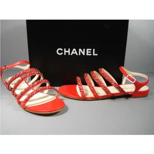 Chanel shoes - Flat Sandals - Flat Sandals - Red (UPC: 3572635306323) 0