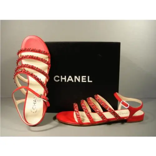 Chanel shoes - Flat Sandals - Flat Sandals - Red (UPC: 3572635306323) 1