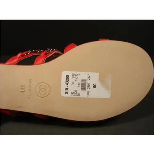 Chanel shoes - Flat Sandals - Flat Sandals - Red (UPC: 3572635306323) 10