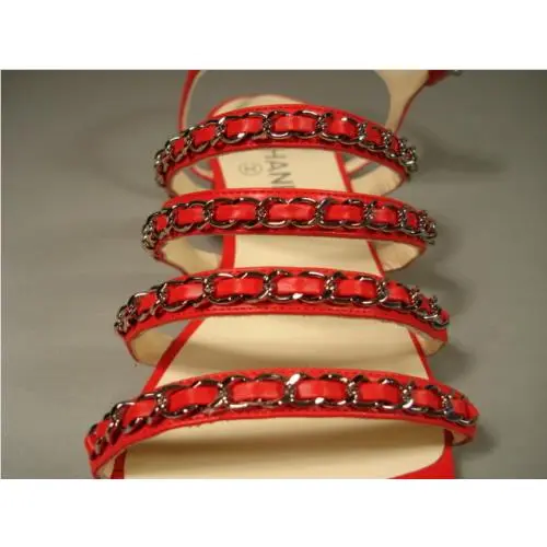 Chanel shoes - Flat Sandals - Flat Sandals - Red (UPC: 3572635306323) 6