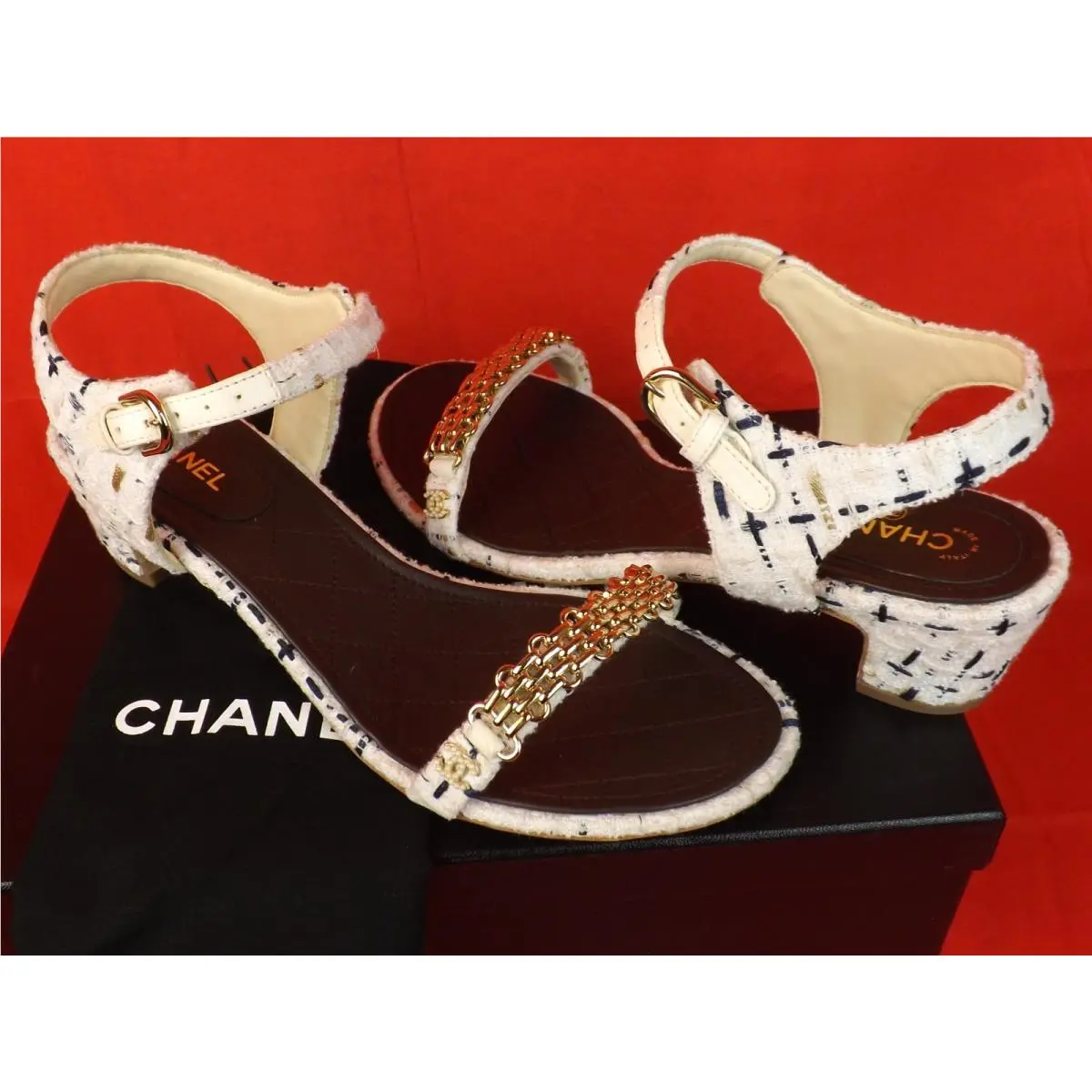 Chanel shoes - WHITE/ECRU/NAVY /GOLD (UPC: 3572635637779) 2