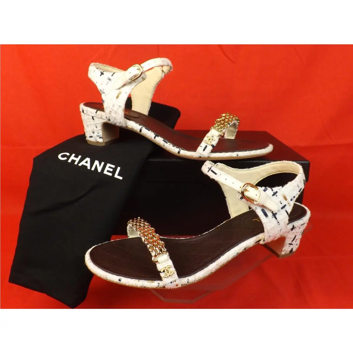 Chanel shoes - WHITE/ECRU/NAVY /GOLD (UPC: 3572635637779) 5