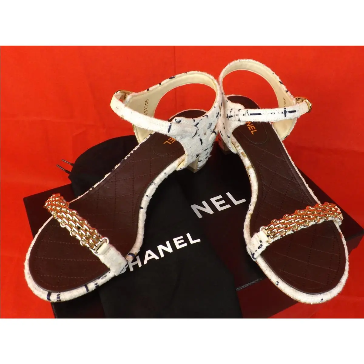 Chanel shoes - WHITE/ECRU/NAVY /GOLD (UPC: 3572635637779) 6