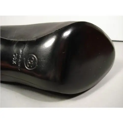Chanel shoes - Chanel short boots - short boots - Black, 2: Silver heel with Chanel imprinted (UPC: 3572625318312) 7