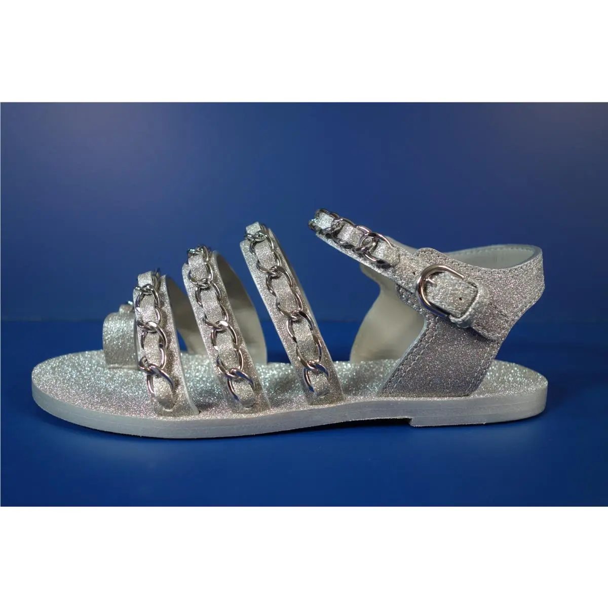 Chanel shoes - Flat woven chain sandals - Flat woven chain sandals - Gray, s: Metallic Silver or Light Grey/Gray (UPC: 3572637736258) 0