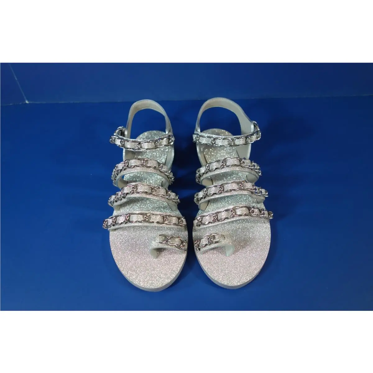 Chanel shoes - Flat woven chain sandals - Flat woven chain sandals - Gray, s: Metallic Silver or Light Grey/Gray (UPC: 3572637736258) 5