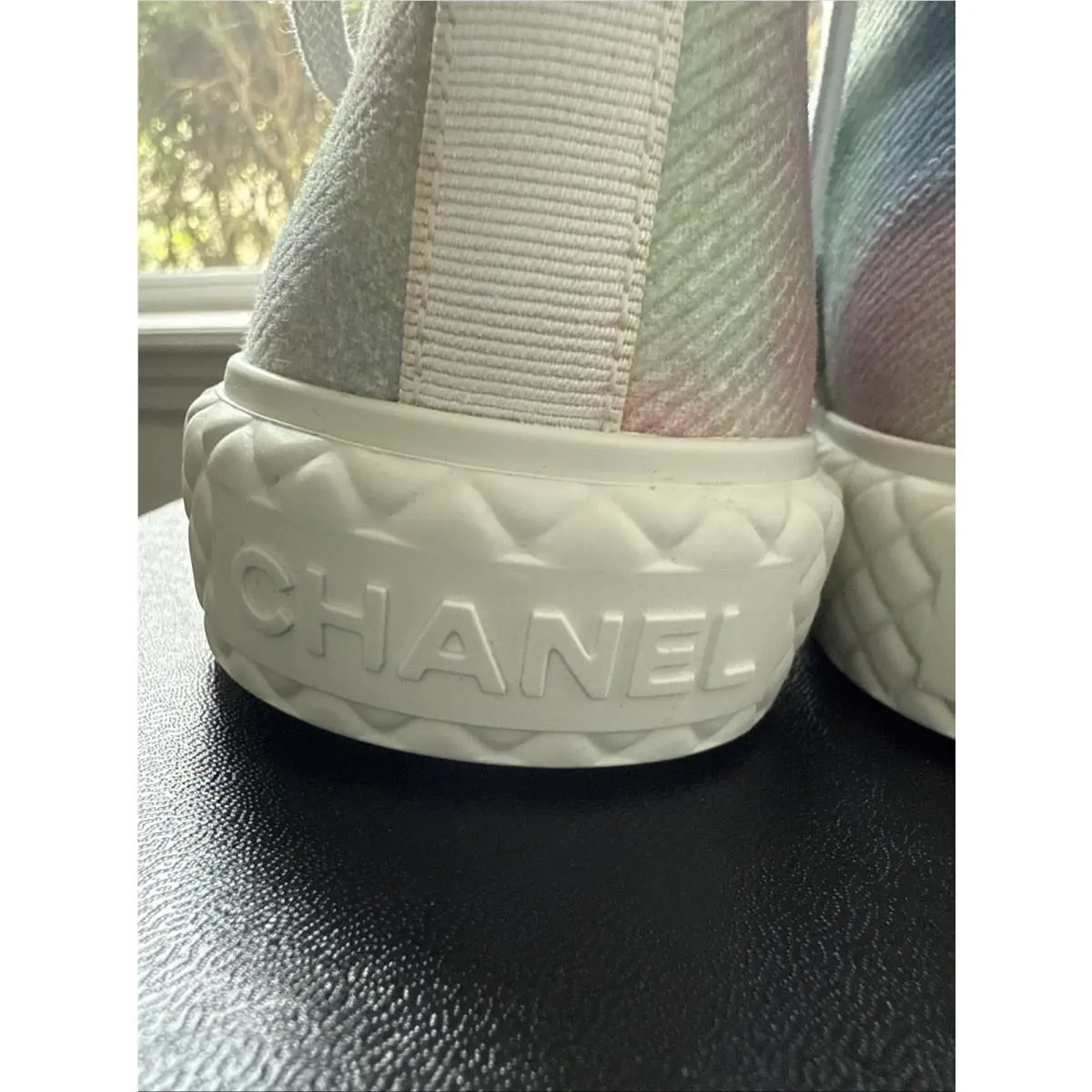 Chanel shoes - CHANEL CC - High Top Sneakers - Green, Pink, Blue, and White 9