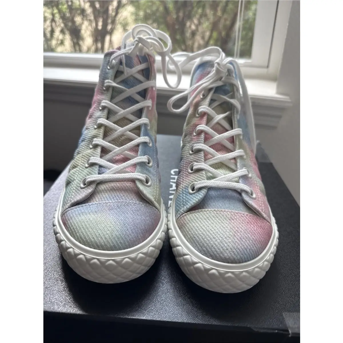 Chanel shoes - CHANEL CC - High Top Sneakers - Green, Pink, Blue, and White 11