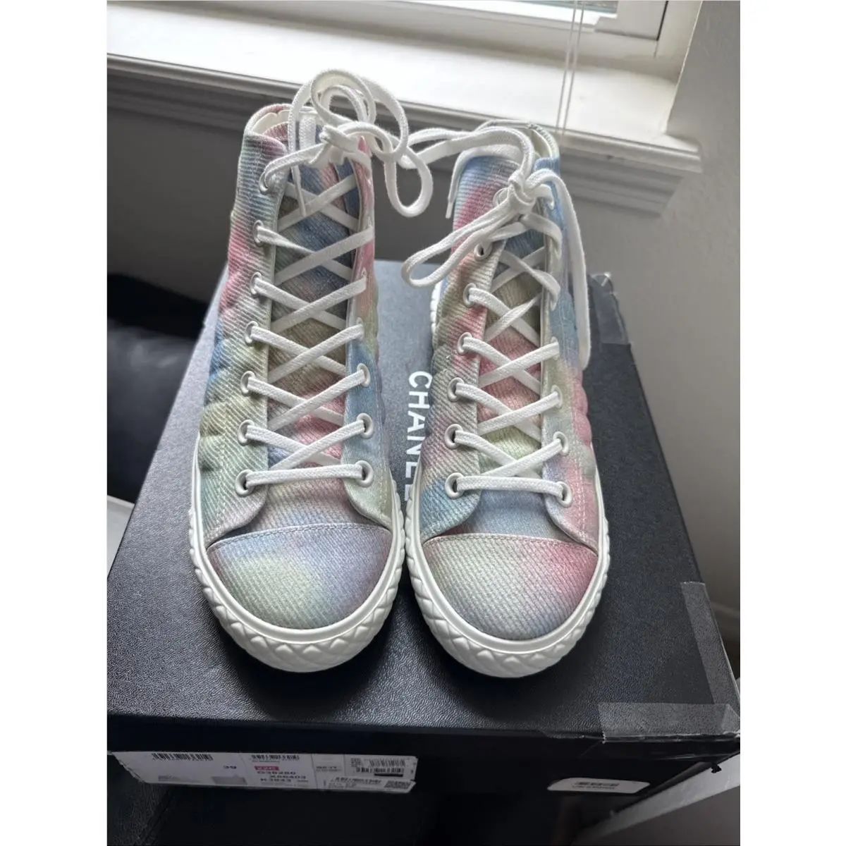 Chanel shoes - CHANEL CC - High Top Sneakers - Green, Pink, Blue, and White 12