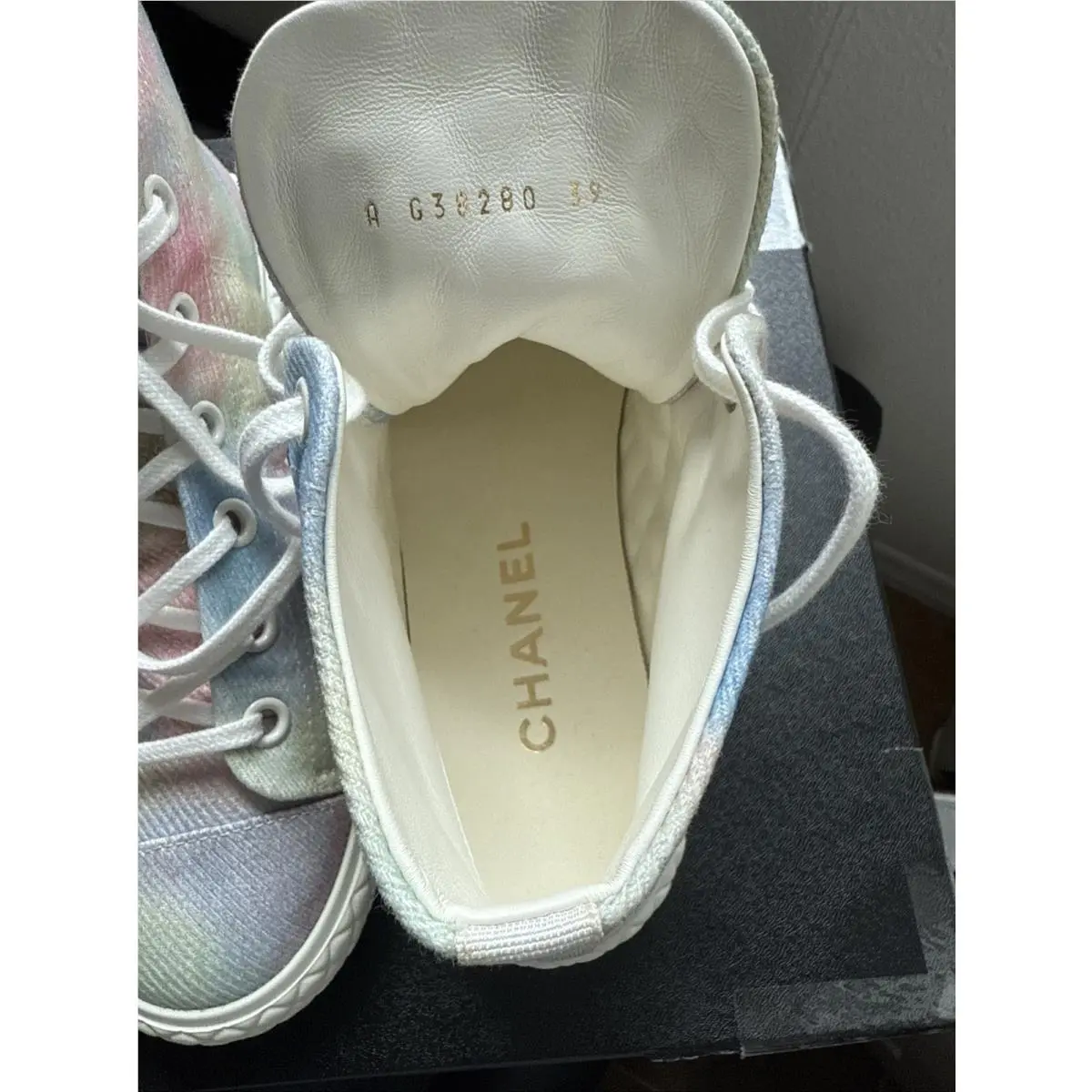 Chanel shoes - CHANEL CC - High Top Sneakers - Green, Pink, Blue, and White 13