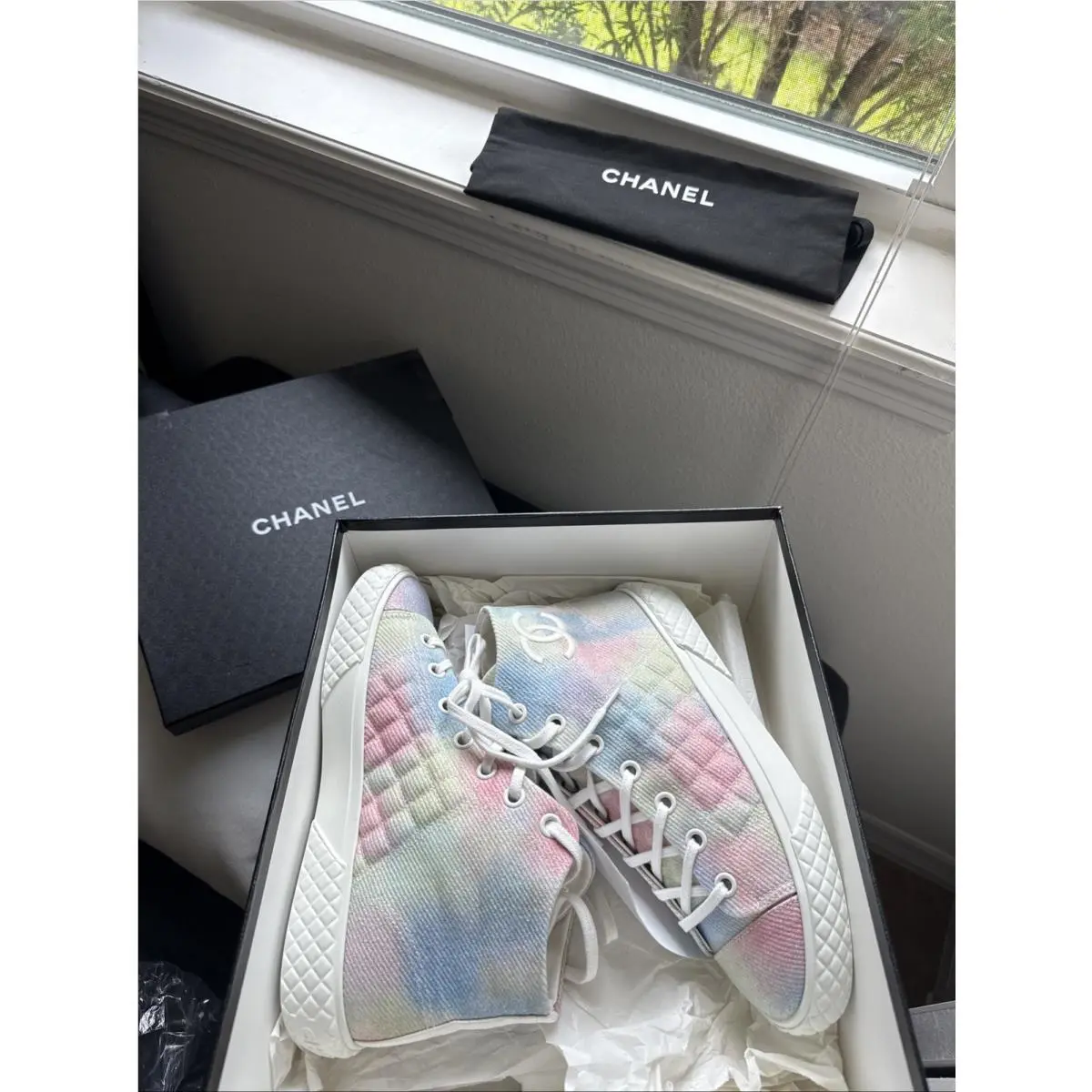 Chanel shoes - CHANEL CC - High Top Sneakers - Green, Pink, Blue, and White 1
