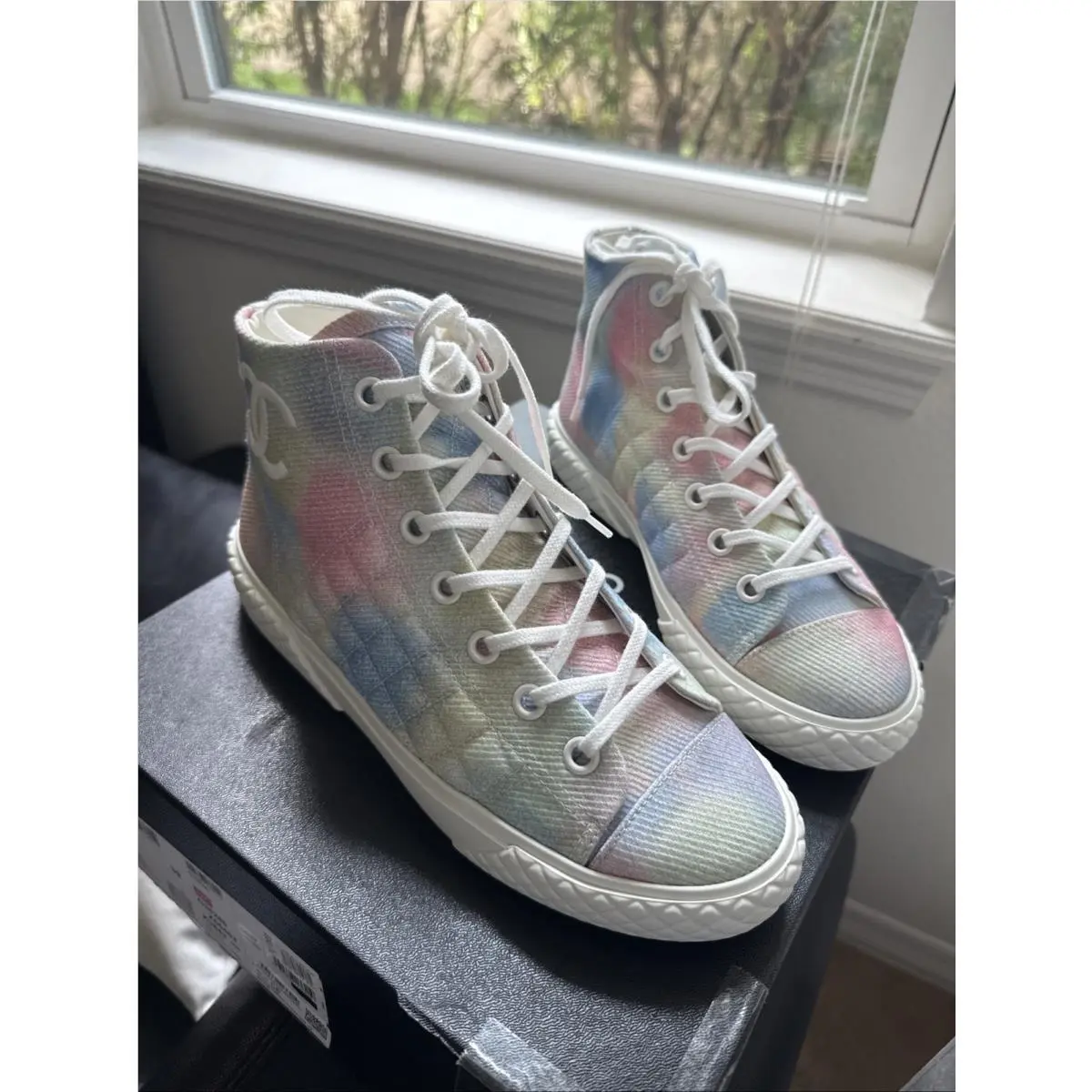 Chanel shoes - CHANEL CC - High Top Sneakers - Green, Pink, Blue, and White 3
