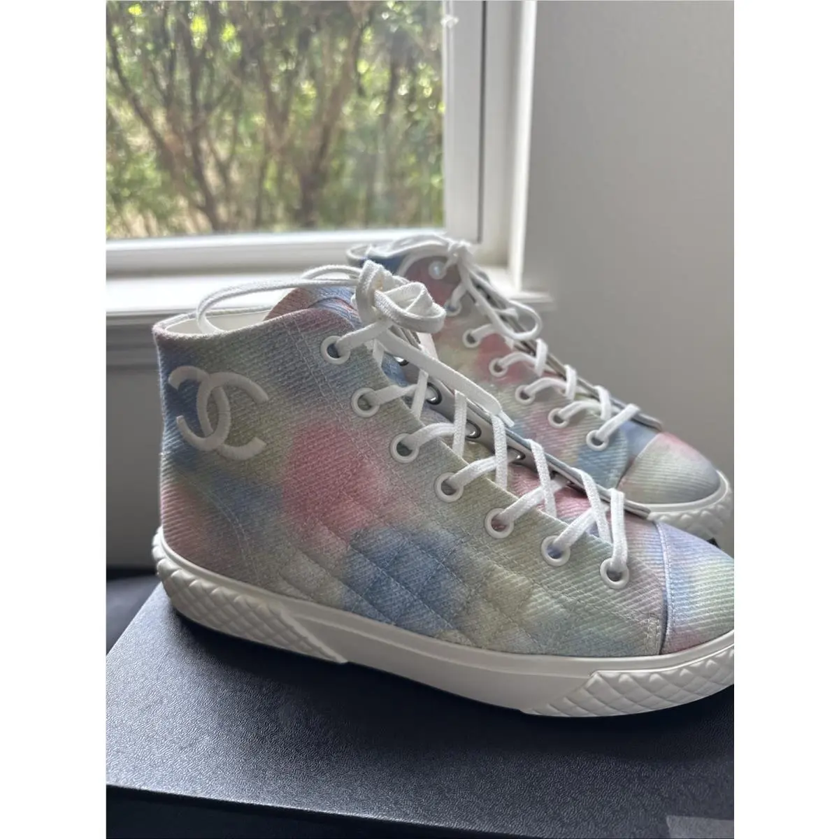 Chanel shoes - CHANEL CC - High Top Sneakers - Green, Pink, Blue, and White 4
