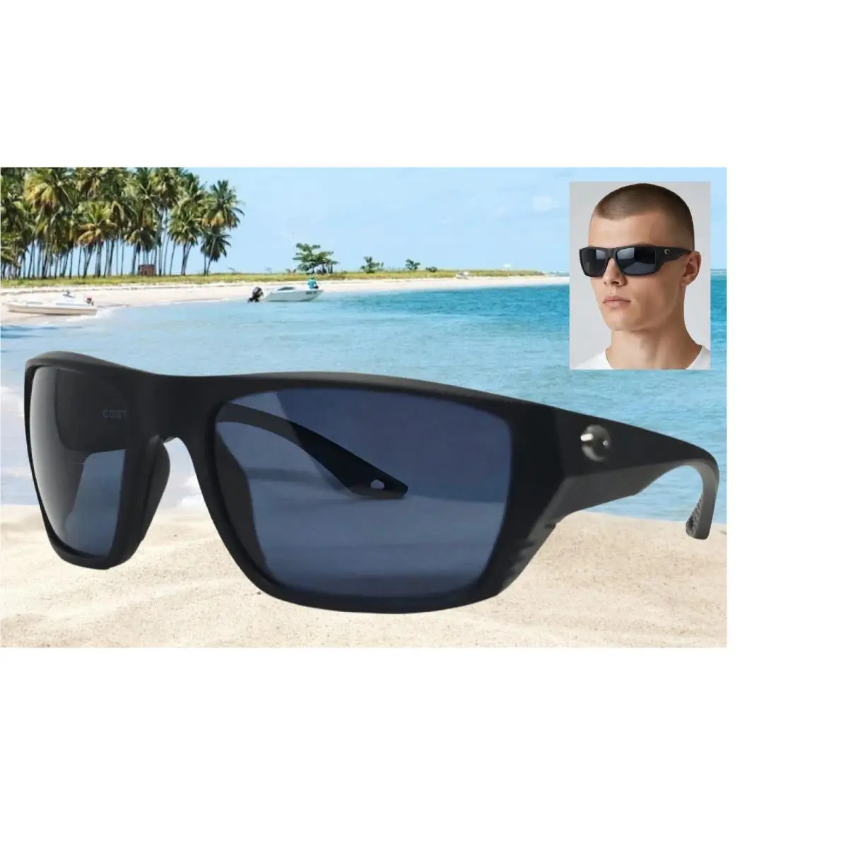 Matte Black/gray Finlet Polarized 580P Sunglasses by Costa Del Mar