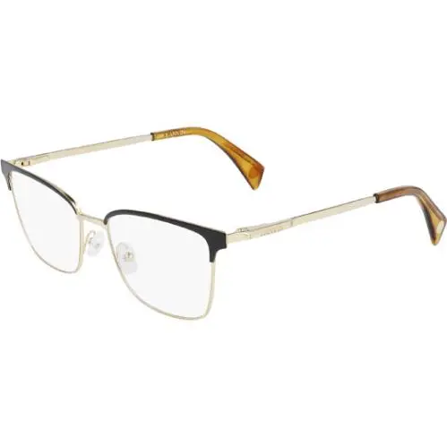 Women`s Brow-line Eyeglass Frames - LNV2105 - Made in Italy Black-Gold-Tone (003) by Lanvin