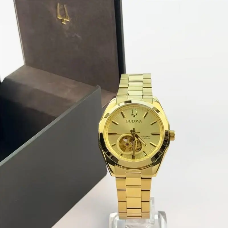 Surveyor 97A182 Automatic Men`s Watch Gold Tone Dial Stainless Steel 39MM by Bulova