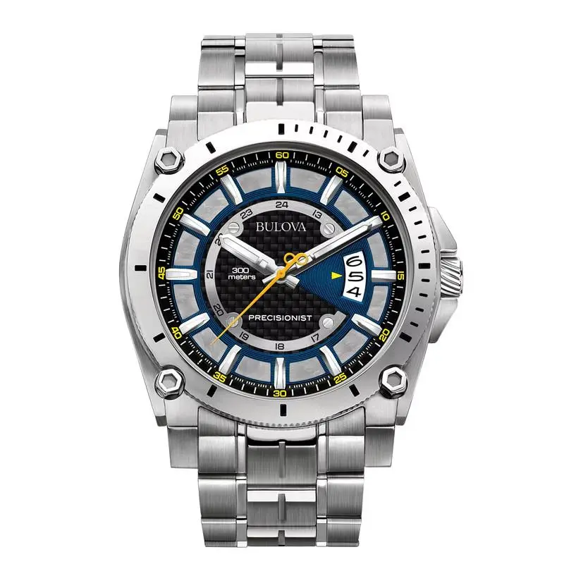 Precisionist Champlain Black Carbon Fiber Dial Quartz Men`s Watch 96B131 by Bulova