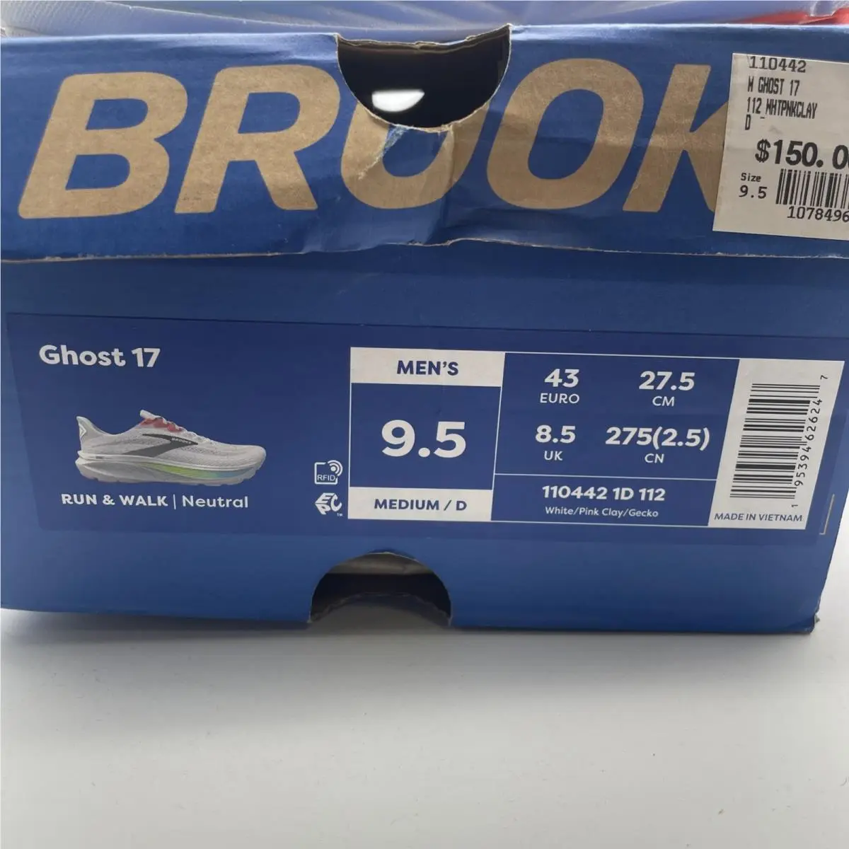 Brooks shoes - Brooks Ghost 17 110442-1D-112 - Ghost - 110442 1D 112 - White (UPC: 195394626247) 0