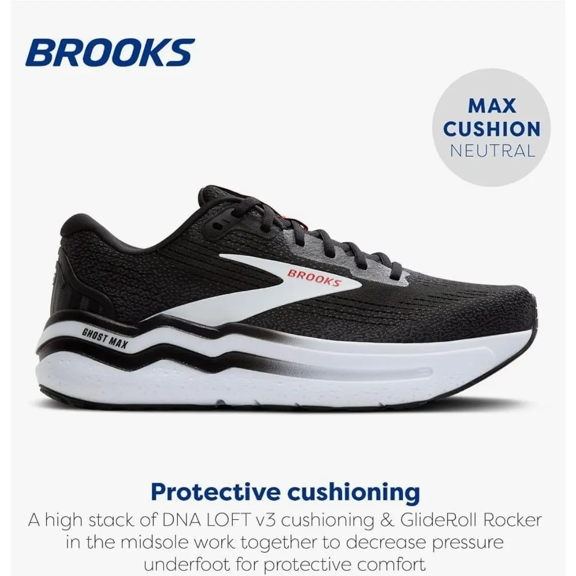 Brooks shoes - Brooks Ghost Max - Ghost Max - 110431-027 - black/white/fiery red (UPC: 195394593815) 0