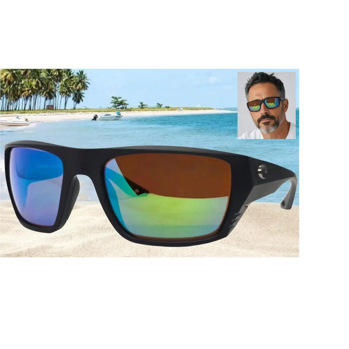 Matte Black/green Mirror Finlet Polarized 580G Sunglasses by Costa Del Mar