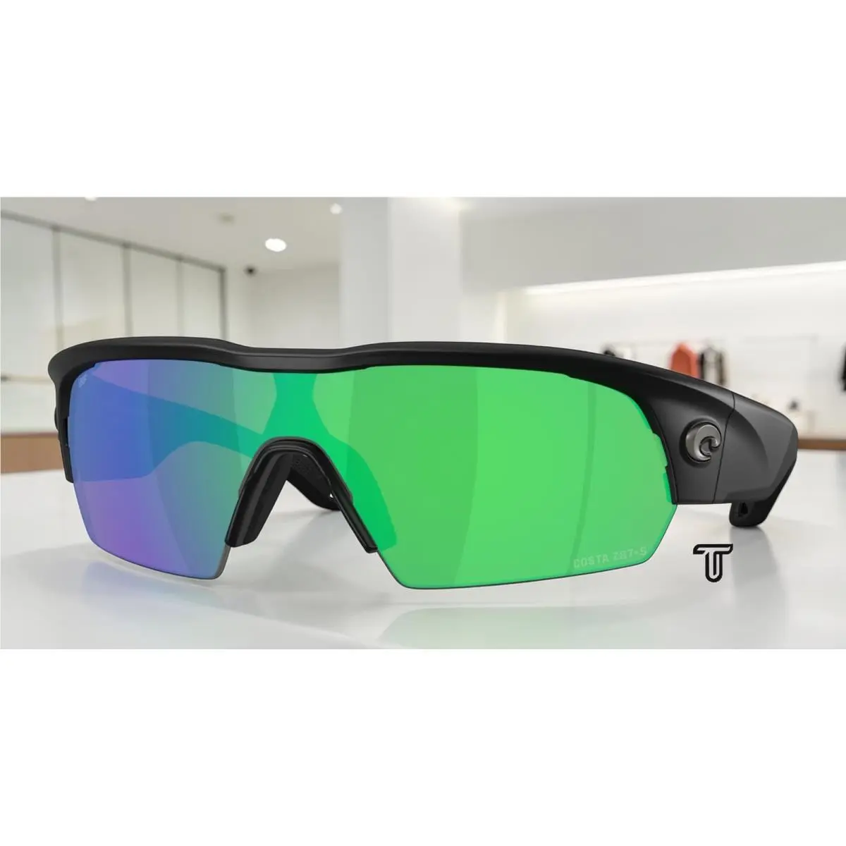 Costa 6S9137 05 Pilothouse Pro Black Green Mirror Polarized 35mm Mens Sunglasses by Costa Del Mar