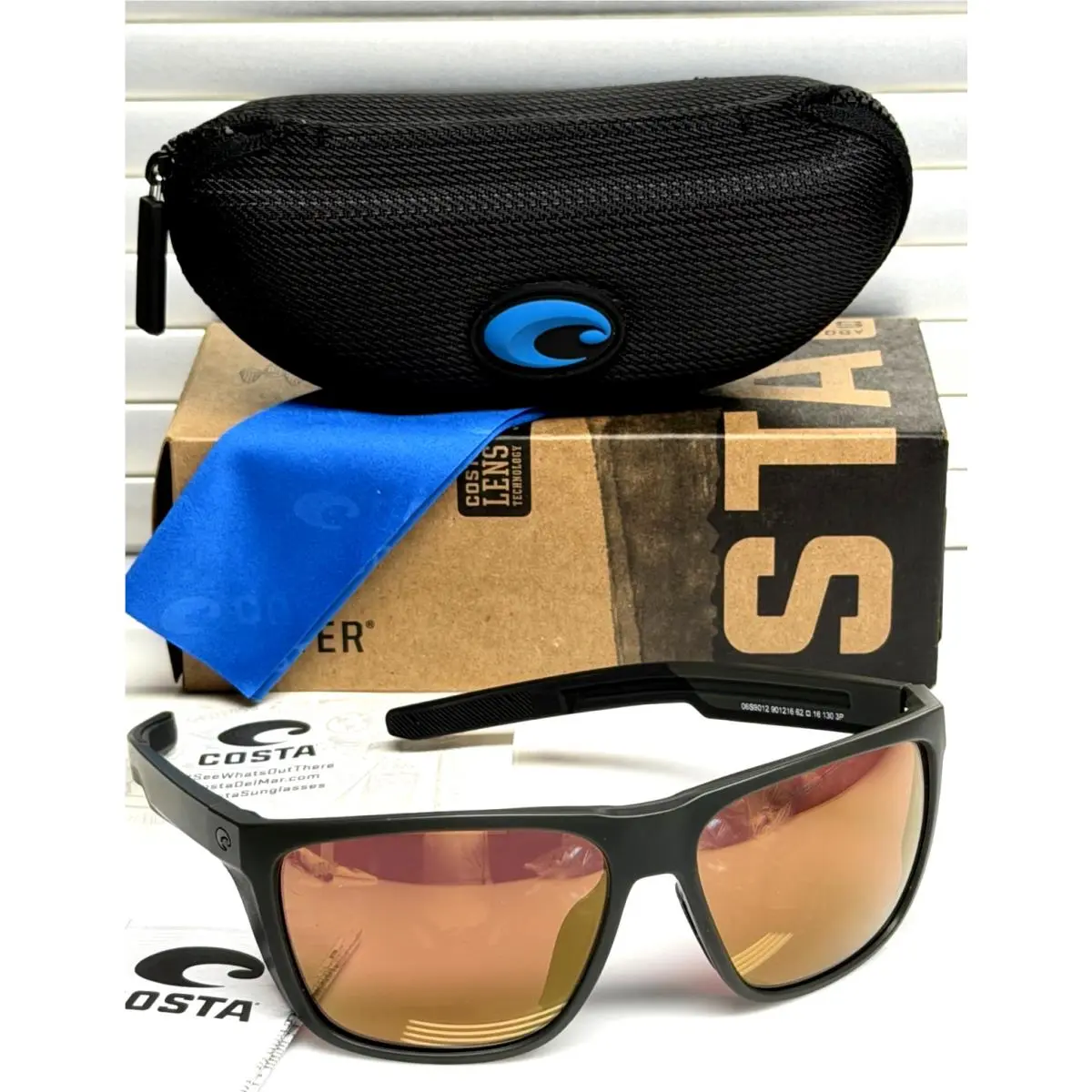 Ferg XL Polarized Sunglasses Matte Olive/gold Mirror 580G by Costa Del Mar
