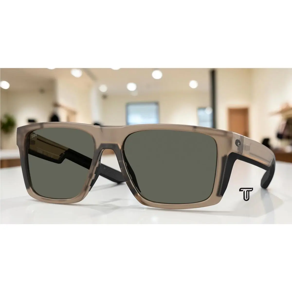 Costa 6S9104 910419 Lido Matte Brown Smoke Gray Polarized 57 mm Men`s Sunglasses by Costa Del Mar