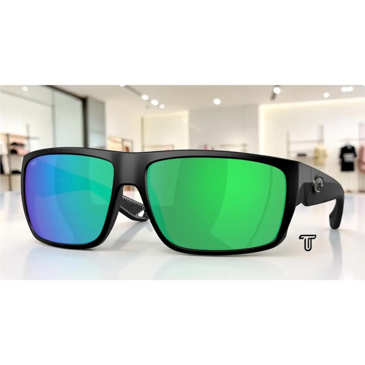 Costa 6S9129 10 Fly Line Matte Black Green Mirror Polarized 64mm Mens Sunglasses by Costa Del Mar