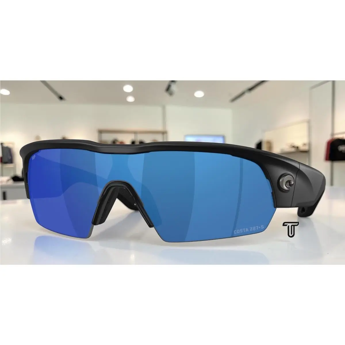 Costa 6S9137 04 Pilothouse Pro Black Blue Mirror Polarized 35mm Men`s Sunglasses by Costa Del Mar