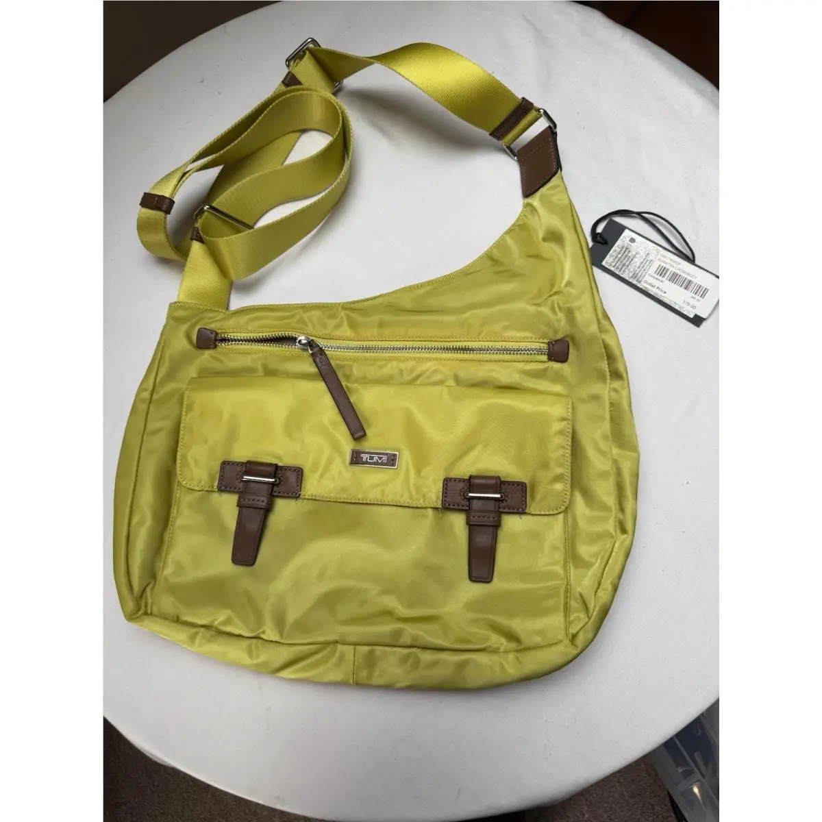 Voyageur Sumatra Yellow Nylon Crossbody Bag Silver Hardware Multi Pocket by Tumi