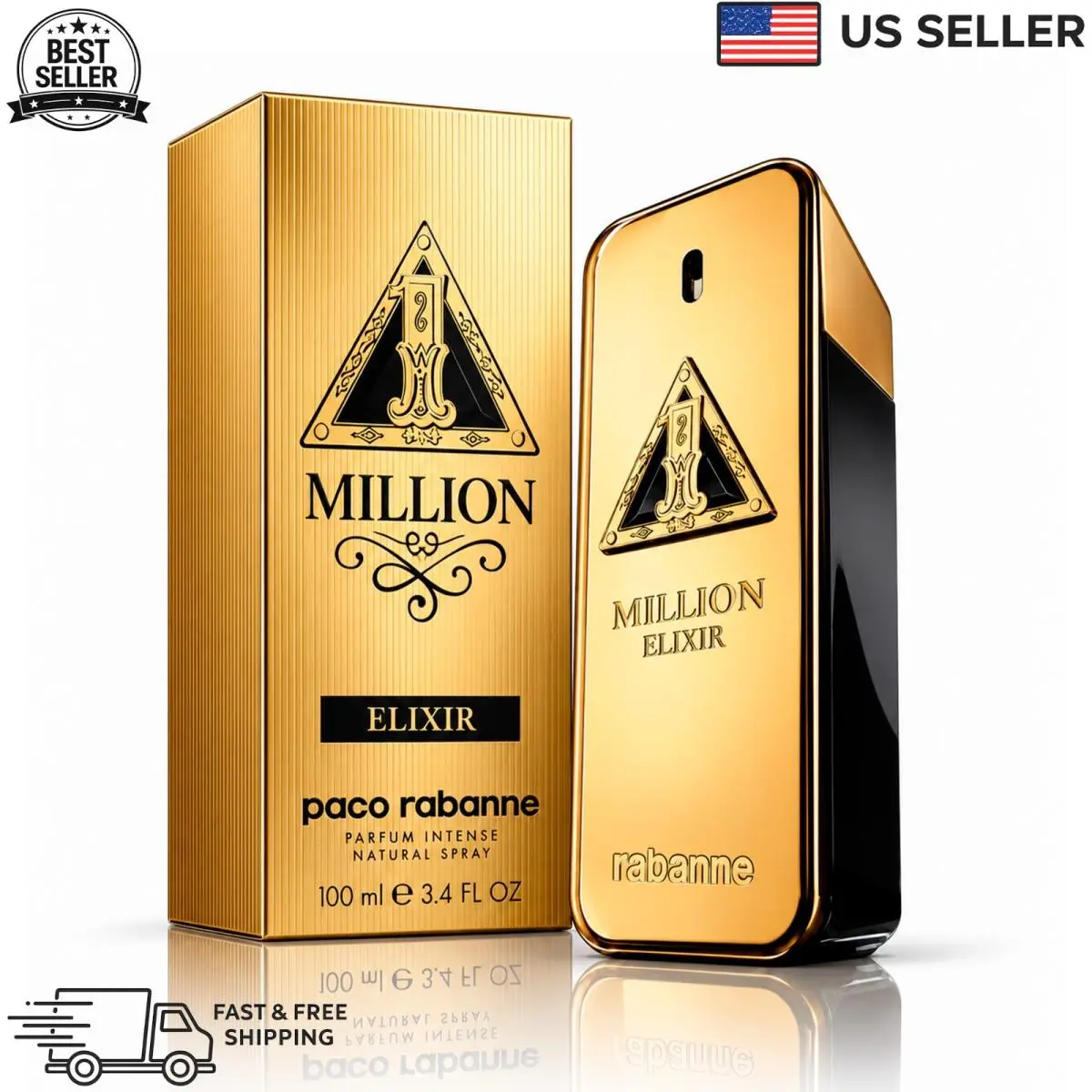 1 Million Elixir Intense Edp 3.4 oz Mens Spray Long Lasting Cologne by Paco Rabanne