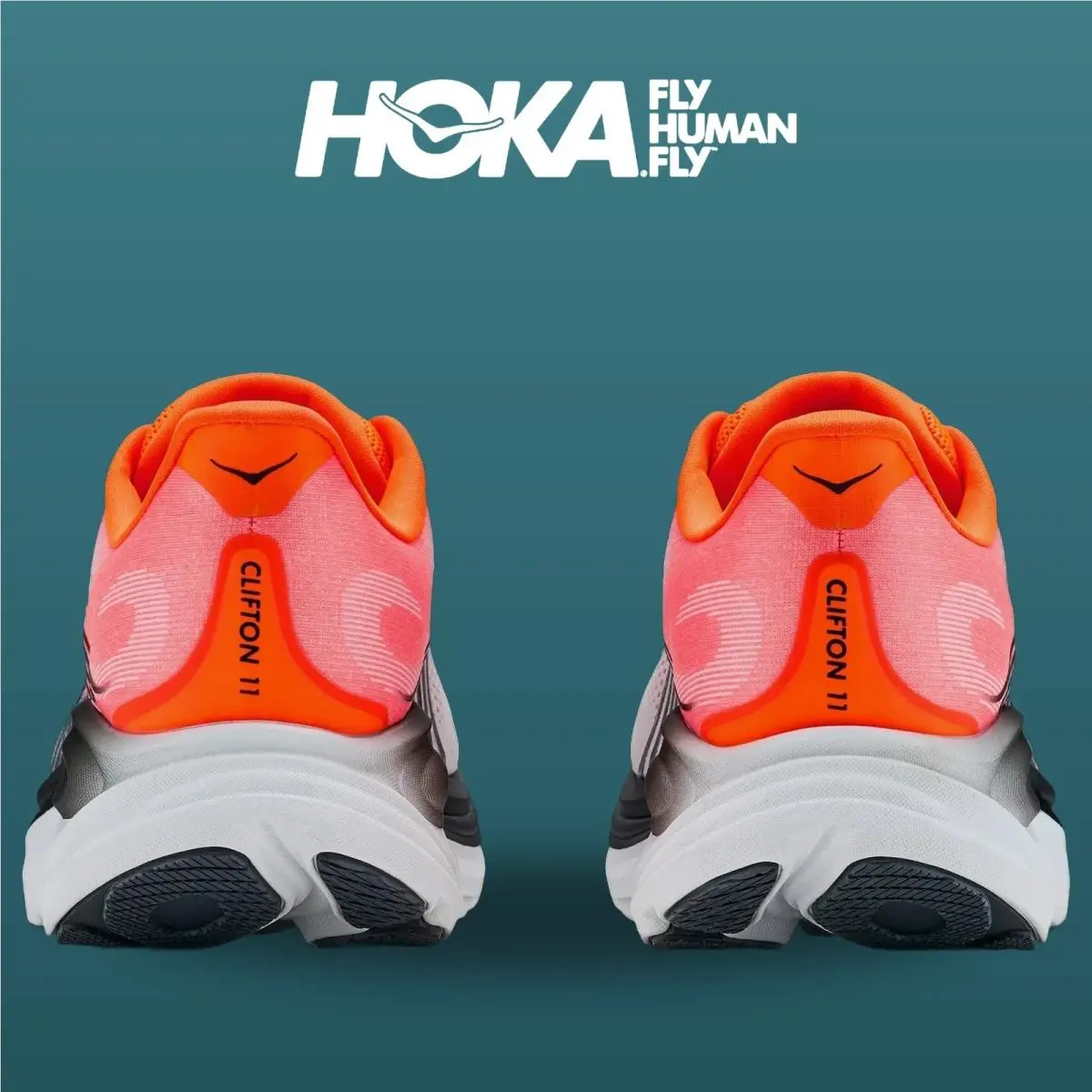 Hoka shoes - Clifton 11 - Clifton - 1176572-NNTN - Neon Tangerine/Frost 12