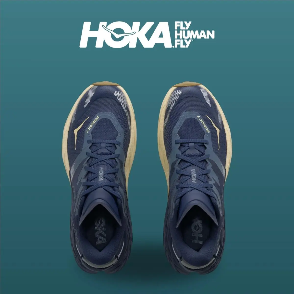 Hoka shoes - Speedgoat 7 - Speedgoat - 1171928-VRL - Varsity Navy/Barley Flour 13