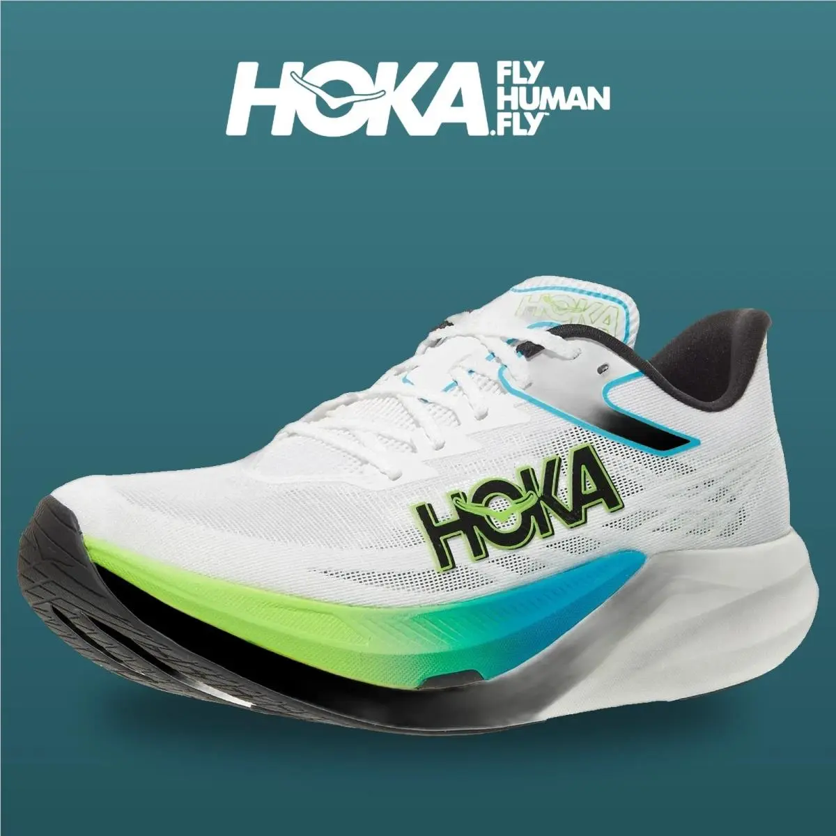 Hoka shoes - Rocket X 3 - Rocket - 1168724-FLCT - Frost/Electric Lime 4