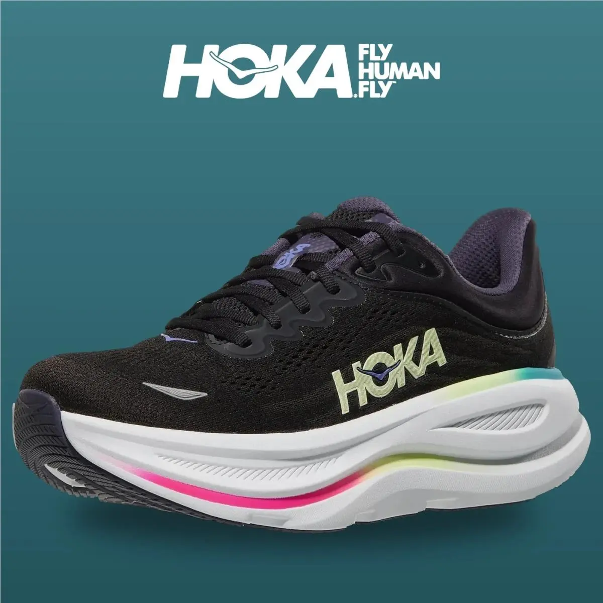 Hoka shoes - Bondi 9 - Bondi - 1162011-BNNY - Black/Neon Yuzu 0