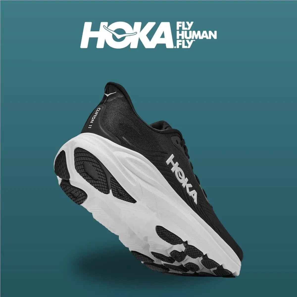 Hoka shoes - HOKA Clifton 11 Wide - Clifton Wide - 1176572-BWHT - Black/White 14