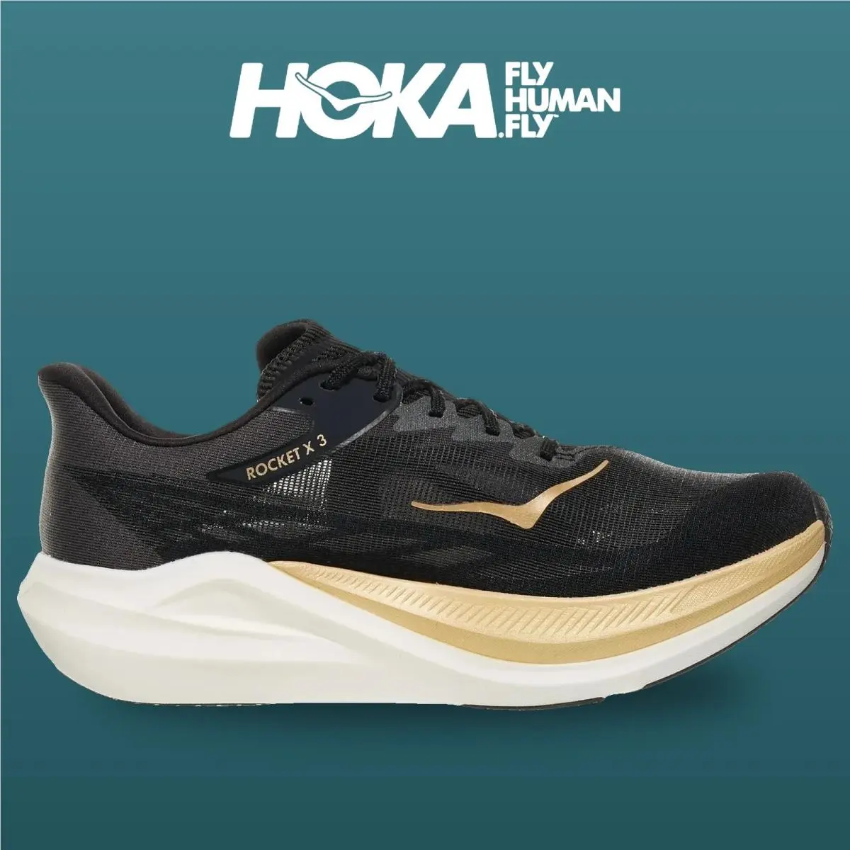 Hoka shoes - Rocket X 3 - Rocket - 1168724-BKGD - Black/Gold 7