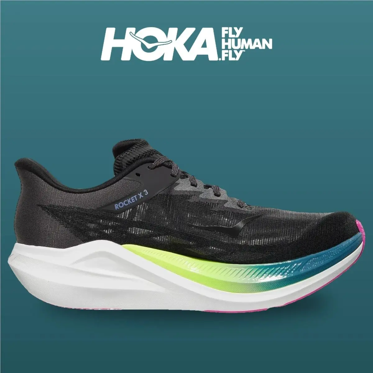 Hoka shoes - Rocket X 3 - Rocket - 1168724-BNNN - Black/Neon Nebula 1