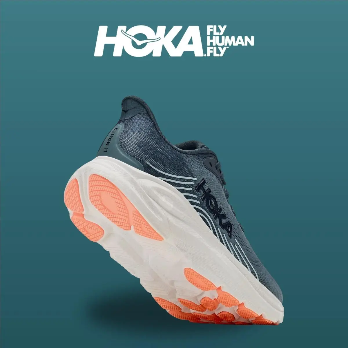 Hoka shoes - Clifton 11 - Clifton - 1176573-FYGL - Faded Navy/Glimmering Blue 15