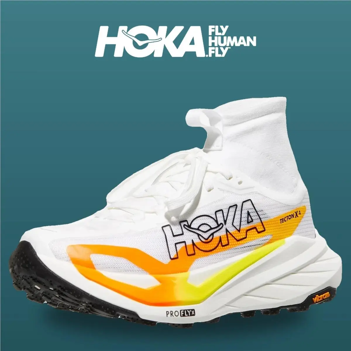 Hoka shoes - Tecton X 4 - Tecton - 1176633-FNTN - Frost/Neon Tangerine 7