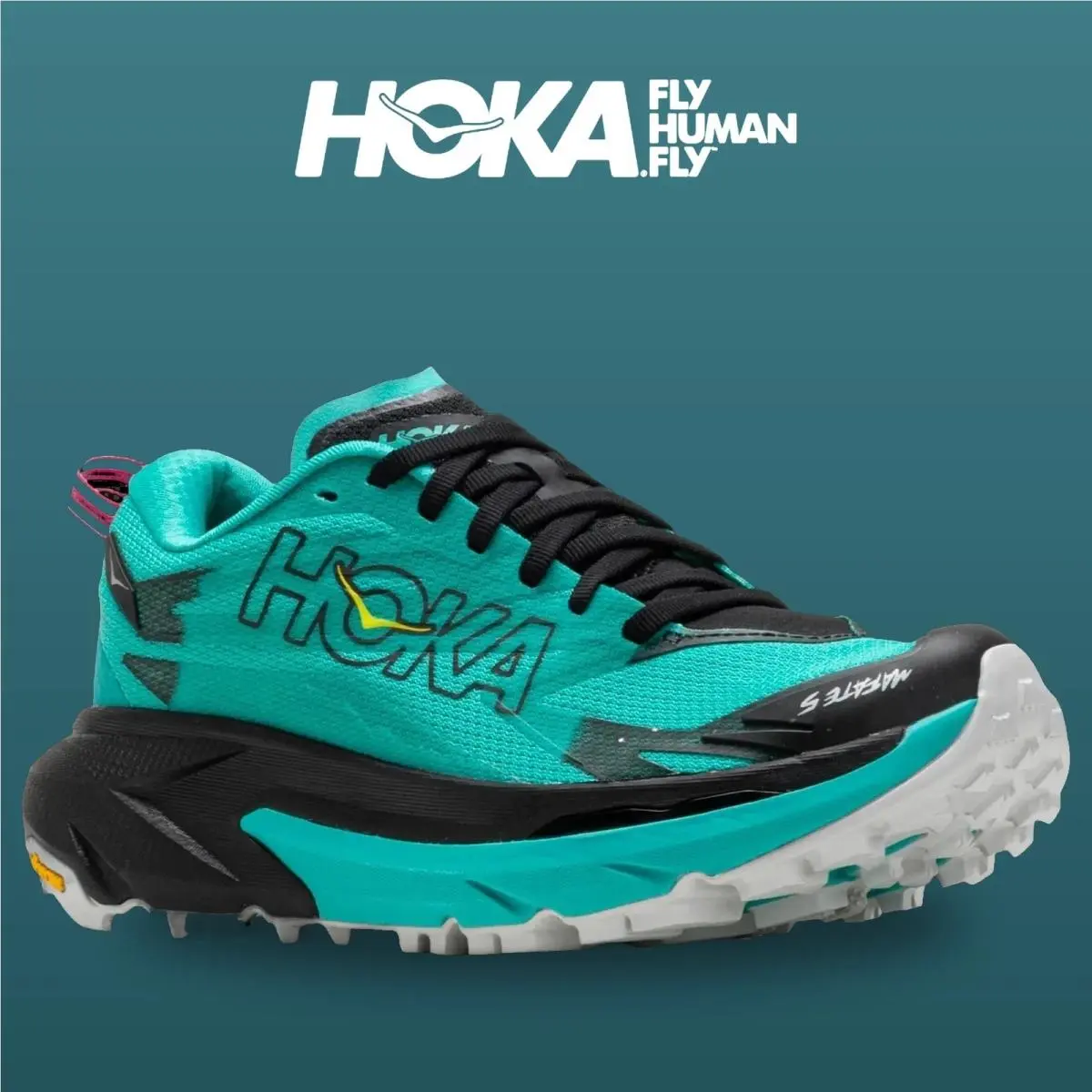 Hoka shoes - Mafate 5 - Mafate - 1168723-BCQ - Black/Electric Aqua 3