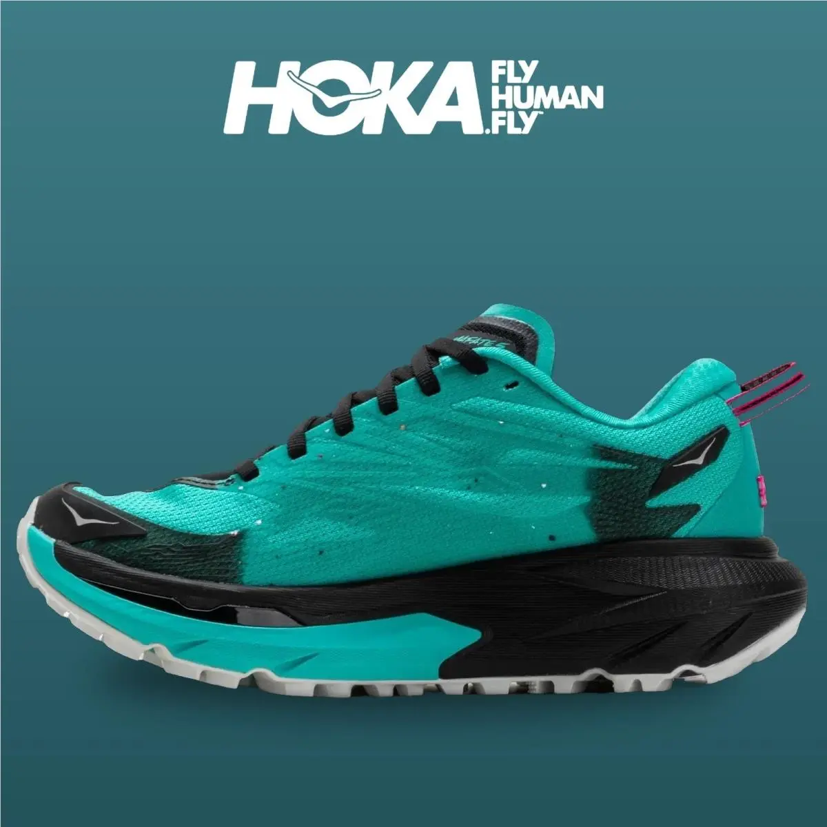 Hoka shoes - Mafate 5 - Mafate - 1168723-BCQ - Black/Electric Aqua 7