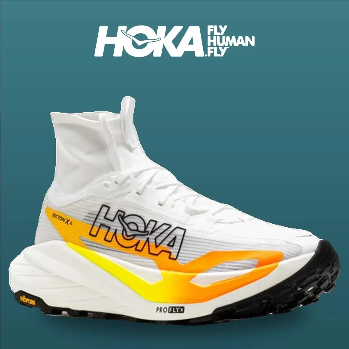 Hoka shoes - Tecton X 4 - Tecton - 1176632-FNTN - Frost/Neon Tangerine 10