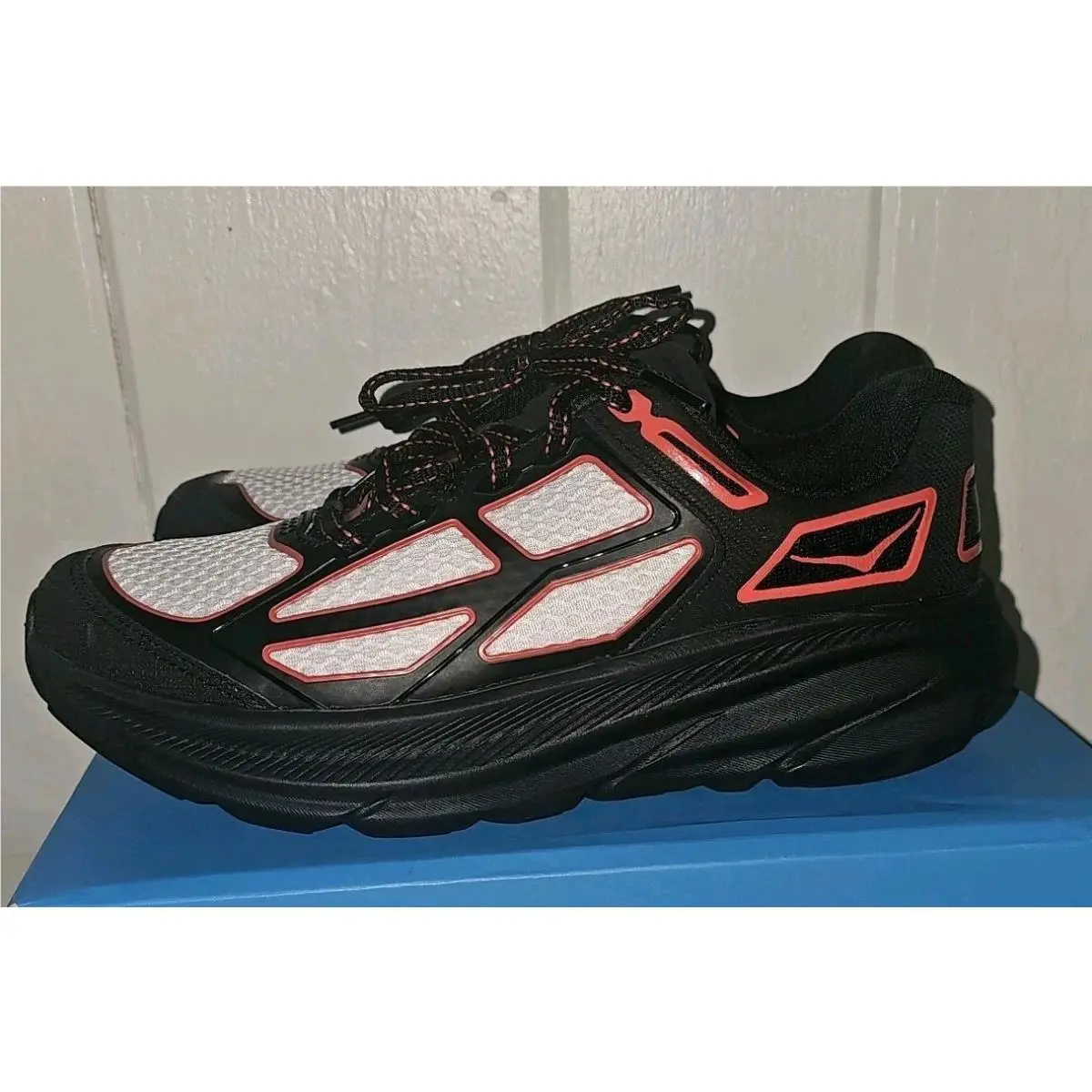 Hoka Clifton One Black Red White Mesh Running Walking Sneakers Men 8/Women 9