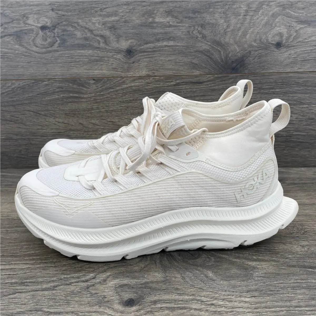 Hoka Kawana Mid Women Size 10 Eggnog White Running Training Sneakers 1122990