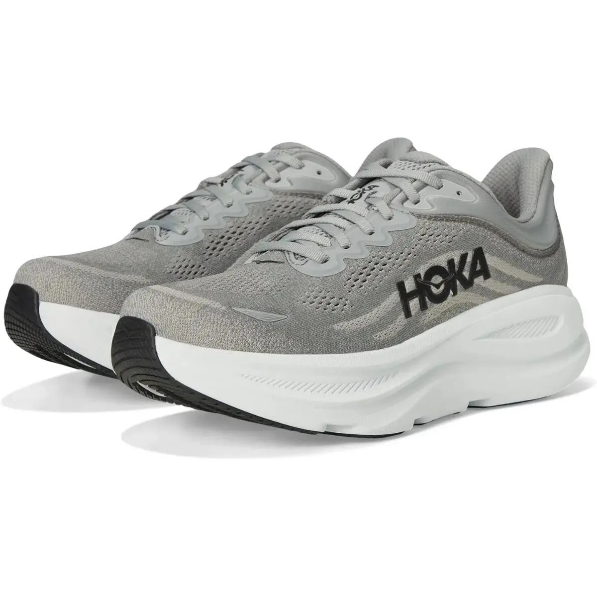 Hoka Men`s Bondi 9 Shoes - Galactic Grey/stellar Grey Size 10D