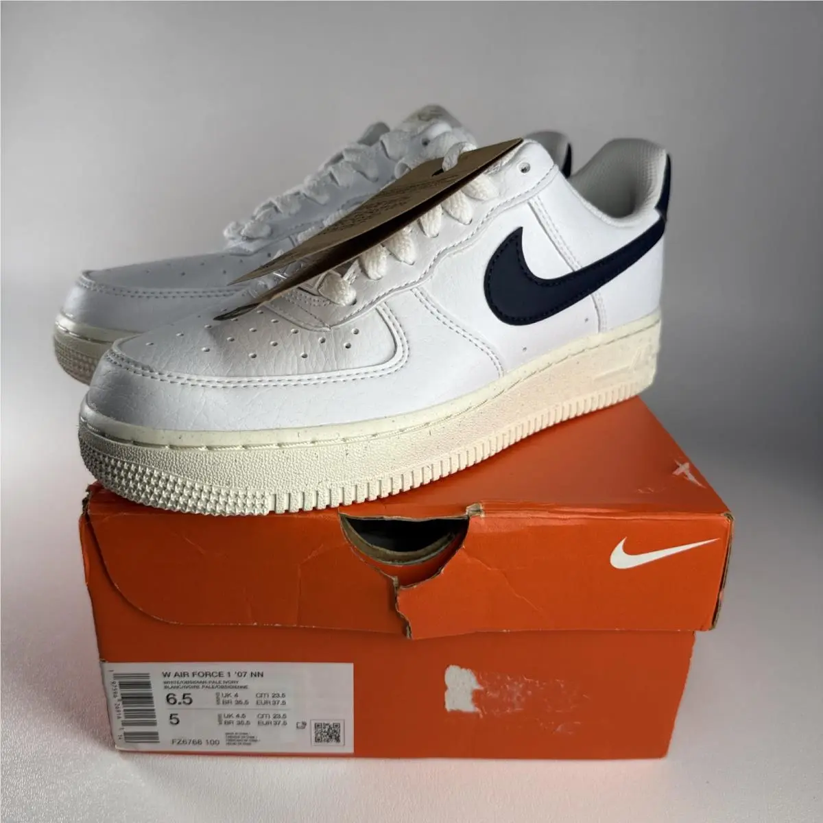 Size Women’s 6.5 - Nike Air Force 1 Low ‘07 White Dark Blue Ivory FZ6768-100